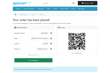 Bank Transfer Advanced for OpenCart 4
