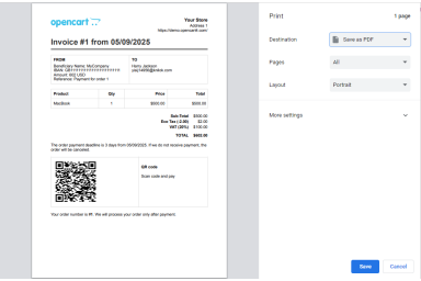 Bank Transfer Advanced for OpenCart 4
