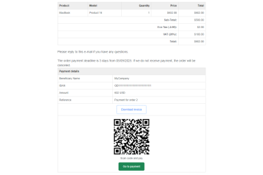 Bank Transfer Advanced for OpenCart 4