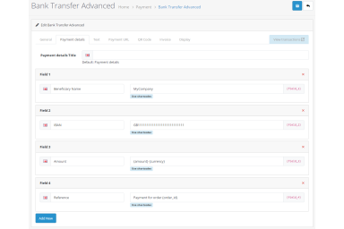 Bank Transfer Advanced for OpenCart 4