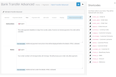 Bank Transfer Advanced for OpenCart 4