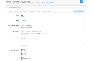 Bank Transfer Advanced for OpenCart 4