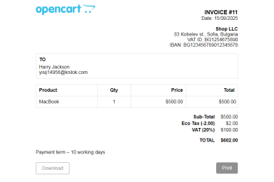 Invoice Extension for OpenCart 4