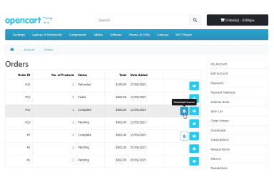 Invoice Extension for OpenCart 4