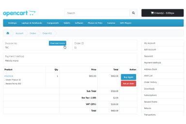 Invoice Extension for OpenCart 4