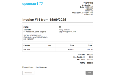 Invoice Extension for OpenCart 4