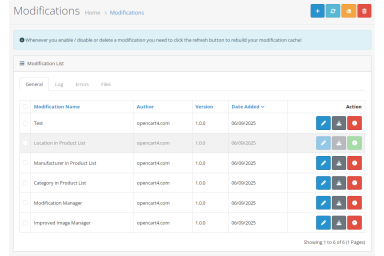 Modification Manager for OpenCart 4