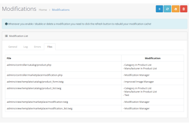 Modification Manager for OpenCart 4