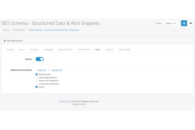 SEO Schema - Structured Data & Rich Snippets for OpenCart 4